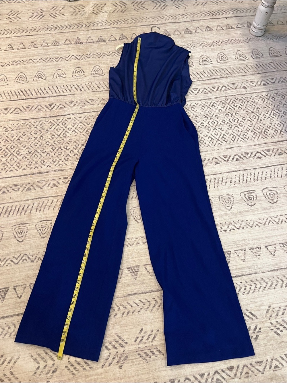 Donna Karan Sleeveless Navy Blue Wide-Leg Jumpsuit - Picture 3 of 8